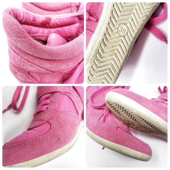 Ash | Bowie Pink Suede Wedge Lace Sneakers Size 39 - Picture 7 of 8